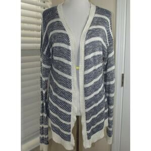 ABSOLUTELY Creative Worldwide OPEN Draped CARDIGAN Blue/White Stripe Size XL